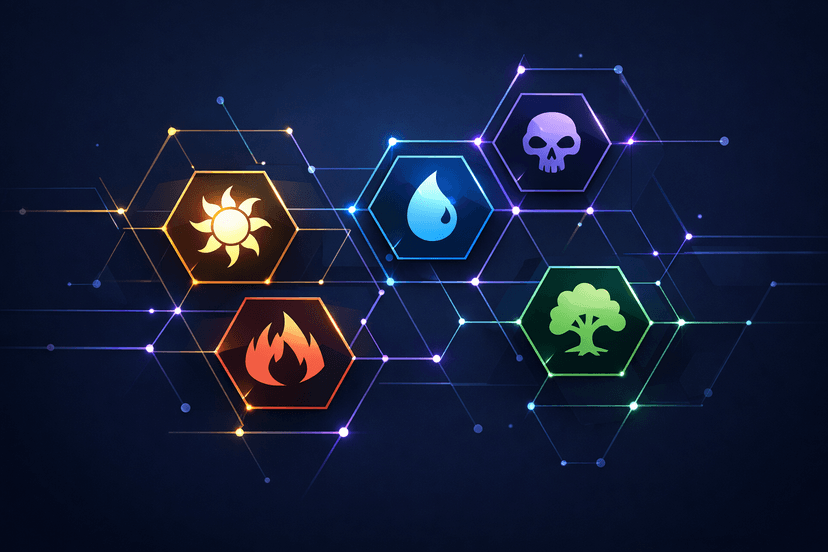 mtgkit logo - hexagonal mana symbols